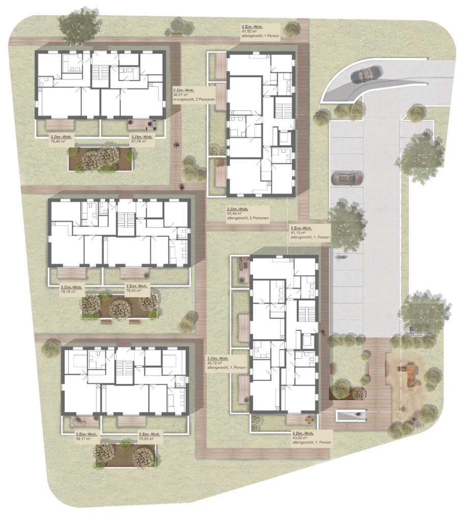 Bauplan Wohnungen der Walddörfer Wohnungsbaugenossenschaft in Bargfeld-Stegen